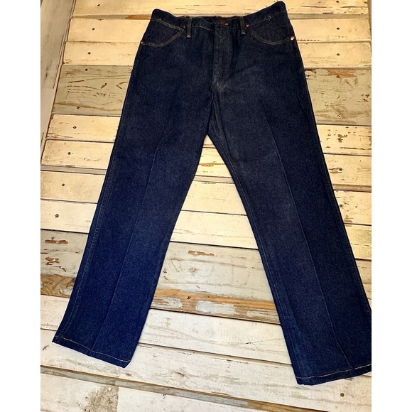 Vintage Wrangler 13MWZ Cowboy Cut Original Fit Men's Size 36x34 Dark Wash USA - Picture 1 of 15